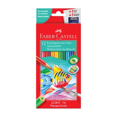 FABER CASTELL - Estuche lápices colores acuarelables 12 piezas