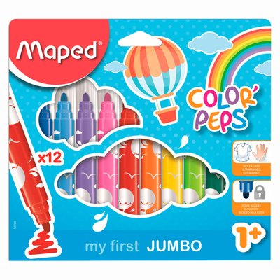 MAPED - Plumones Jumbo Lavables Caja 12 Und