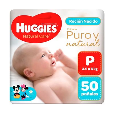HUGGIES - Pañales Natural Care Talla P Huggies 50 Unidades