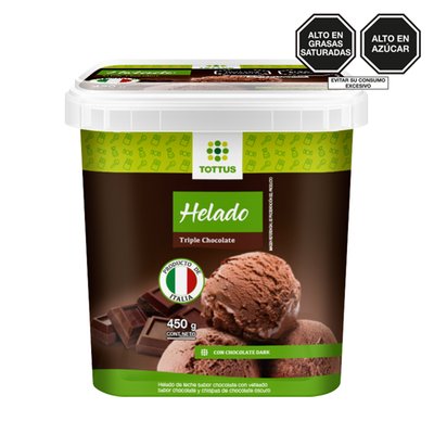 TOTTUS - Helado Italiano Triple Chocolate 450 g - Envase 450 g
