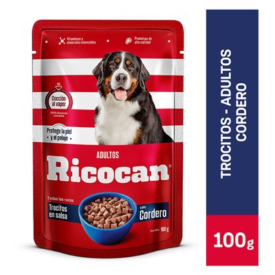 RICOCAN - Trocitos En Salsa Con Cordero Ricocan Para Perros Adultos 100 g