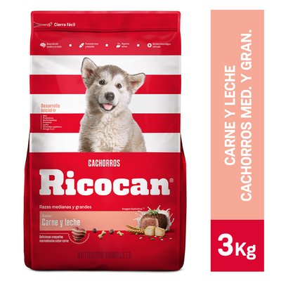 RICOCAN - Comida Para Perros Ricocan Cachorros Sabor Carne Y Leche 3 kg