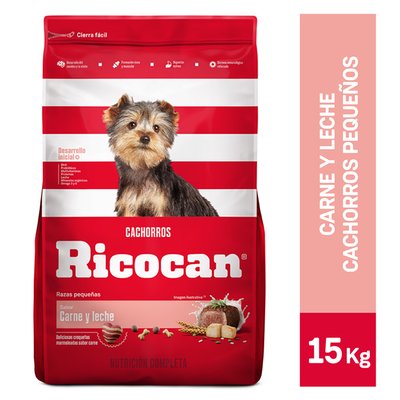 RICOCAN - Comida Para Perros Ricocan Cachorros Pequeñas Sabor Carne Y Leche 15 kg