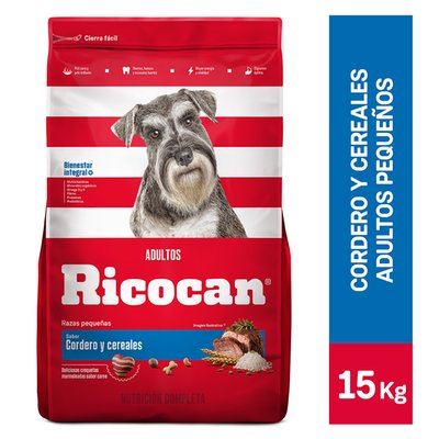 RICOCAN - Comida Para Perros Ricocan Adultos Pequeñas Sabor Cordero Y Cereales 15 kg - Bolsa 15 kg