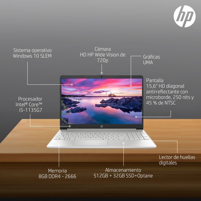 Laptop Hp 15-Dy2056La 15.6" Intel Core I5-1135G7 8Gb 512Gb Ssd +32Gb Optane