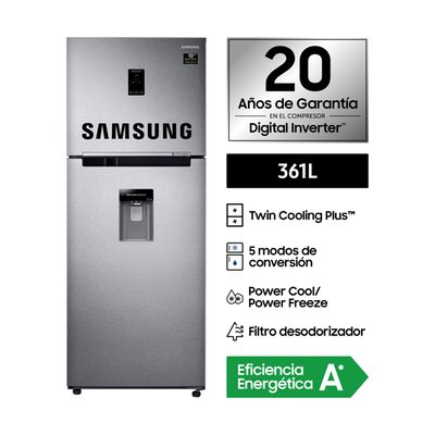 SAMSUNG - Refrigeradora 361L Twin Cooling Silver RT35K5930S8/PE - 300LT A 399LT