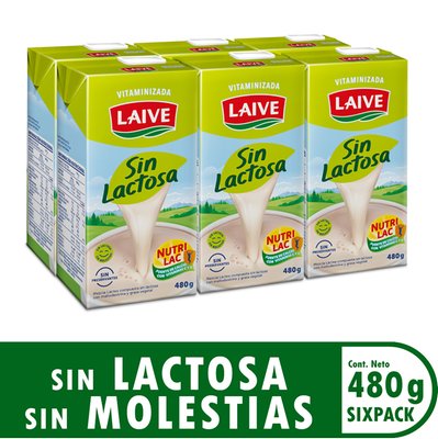 LAIVE - Six Pack Mezcla Láctea Laive Sin Lactosa 480 g - 6 UNIDADES