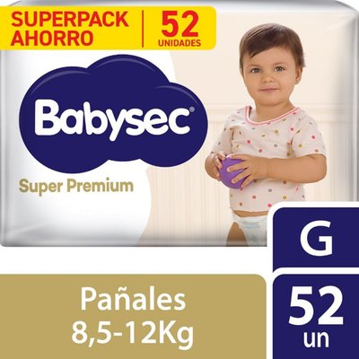 BABYSEC - Pañales Super Premium Babysec G 52 Unidades - 52 UNIDADES