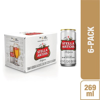 STELLA ARTOIS - Six Pack Cerveza Stella Artois Belgium Lata 269 Ml - SIX PACK
