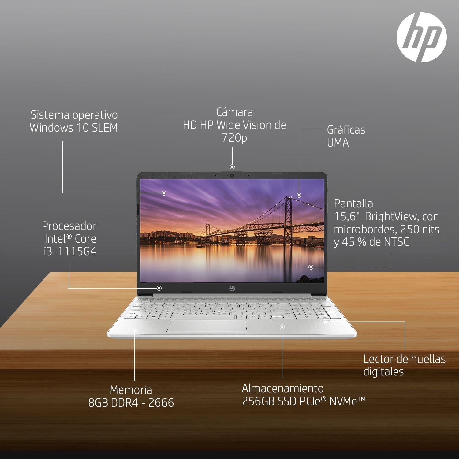 Compara: Laptop HP 15-dy2059la Windows 11 Intel Core i3-1115G4 8GB RAM 256GB 15.6