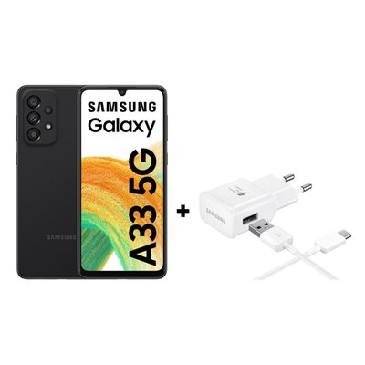 SAMSUNG - Smartphone Galaxy A33 128Gb 6Gb Single Sim Negro +Travel Adapter 15W