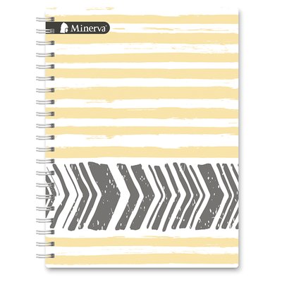 MINERVA - Cuaderno Anillado 160 Hojas 5D Cuadriculado Blanco y Diseño Minimalista