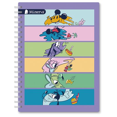 MINERVA - Cuaderno anillado de 150 hojas cuadriculadas con diseño de Disney Minnie