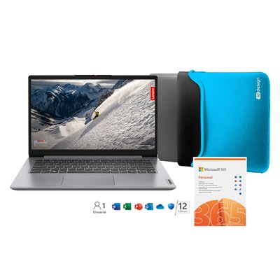 LENOVO - Laptop IdeaPad 1 AMD Ryzen 5 3500U Windows 11 8GB 512Gb 14" +Office 365 +Funda