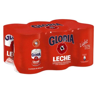 GLORIA - Sixpack Leche Light Gloria 400g