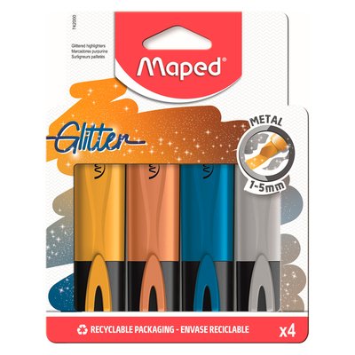 MAPED - Resaltador Metal Glitter Caja 4 Und