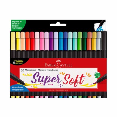 FABER CASTELL - Plumones Super Soft Empaque 20 Und
