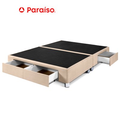PARAISO - Box Tarima Con Cajones King Champagne