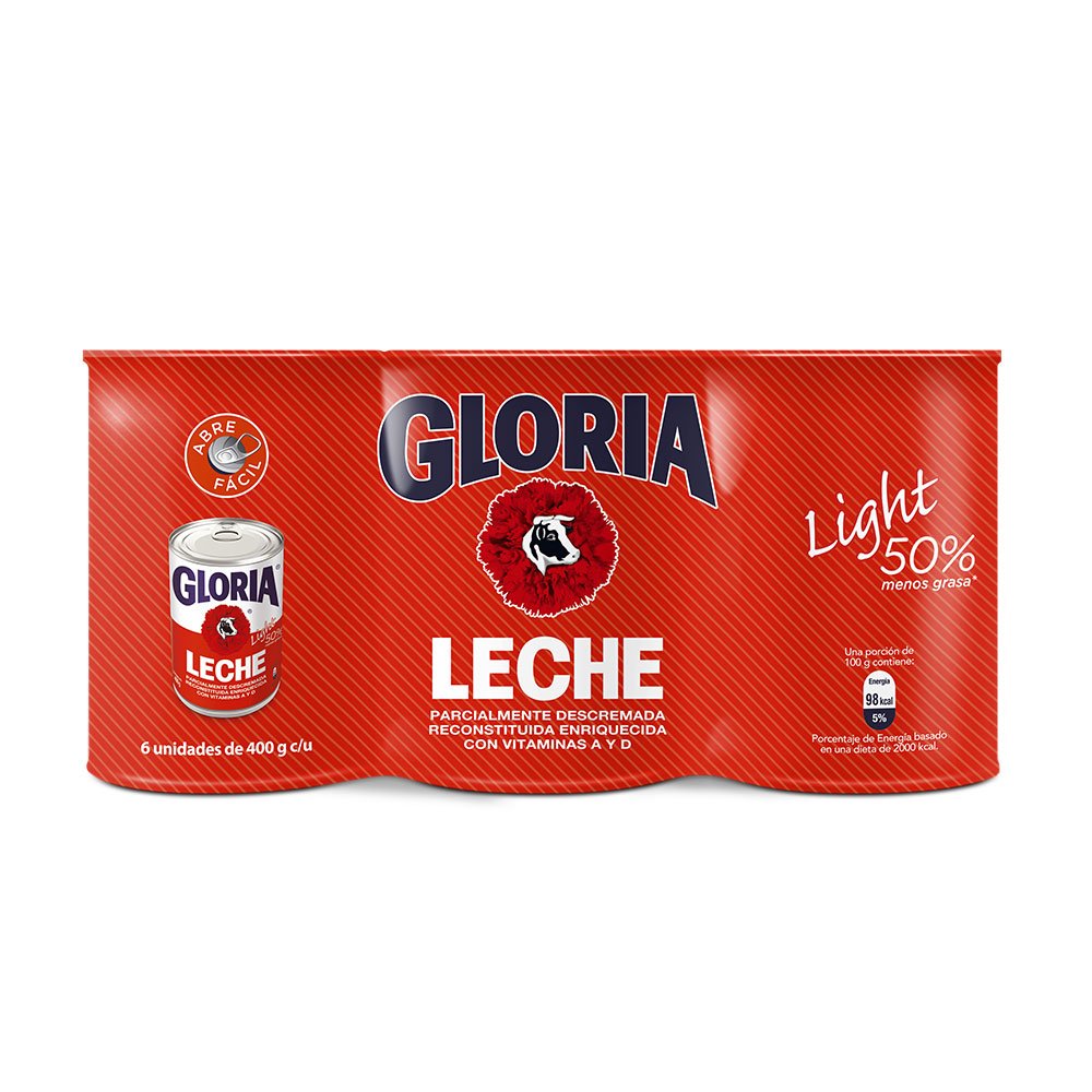 Tripack Leche Parcialmente Descremada Gloria Sin Lactosa Caja 1L 